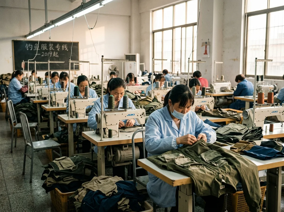 Fishing apparel sewing production line, fishing-only since 2019