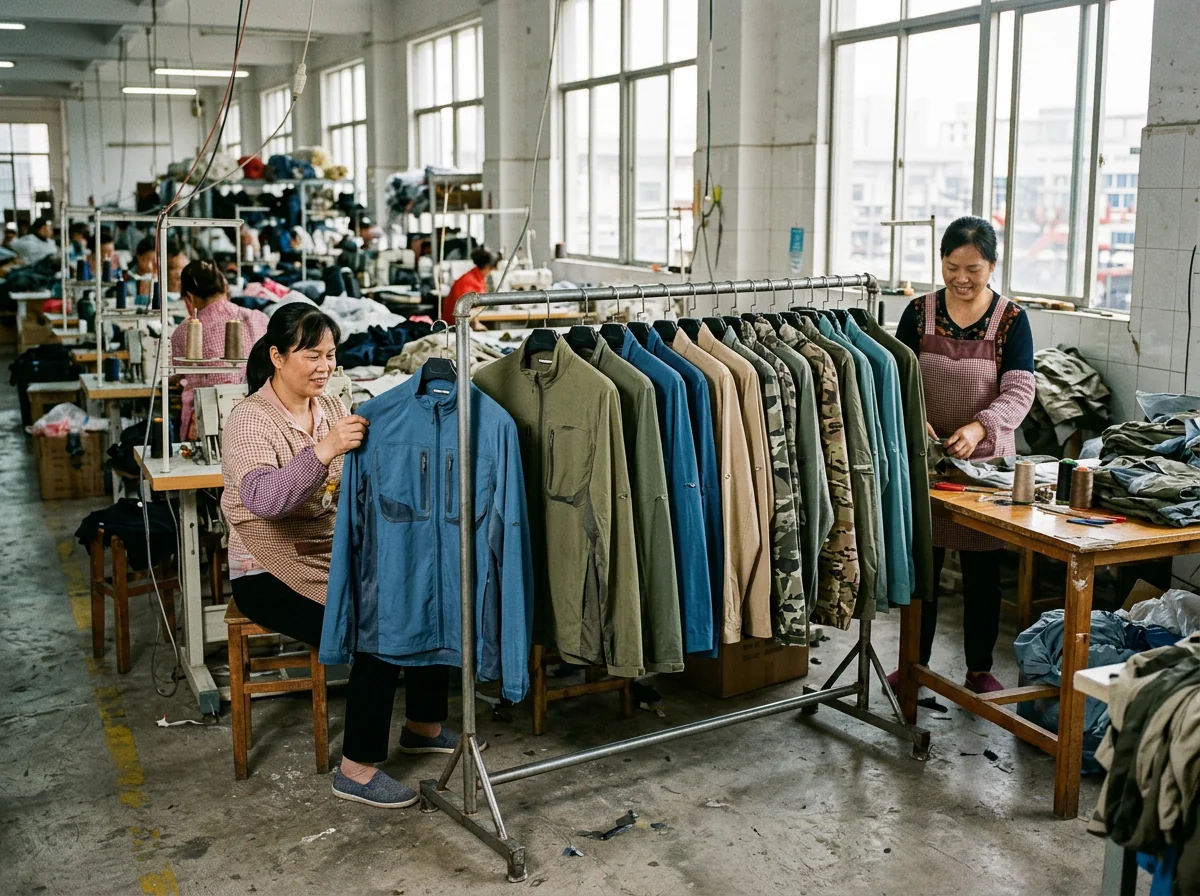 Folded finished fishing apparel from a held range for distributor replenishment