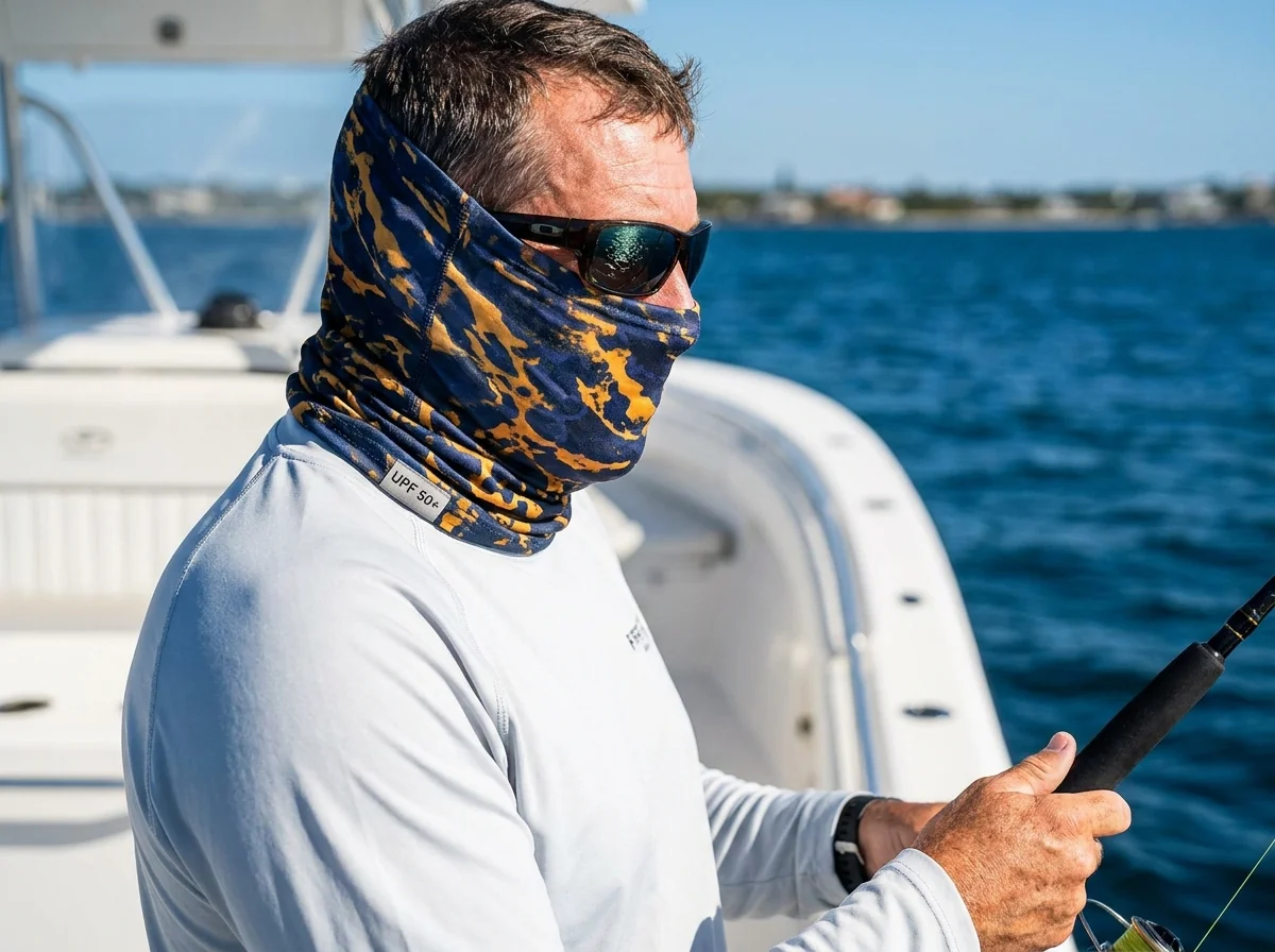 Custom lightweight UPF sun-protection neck gaiter for tropical days
