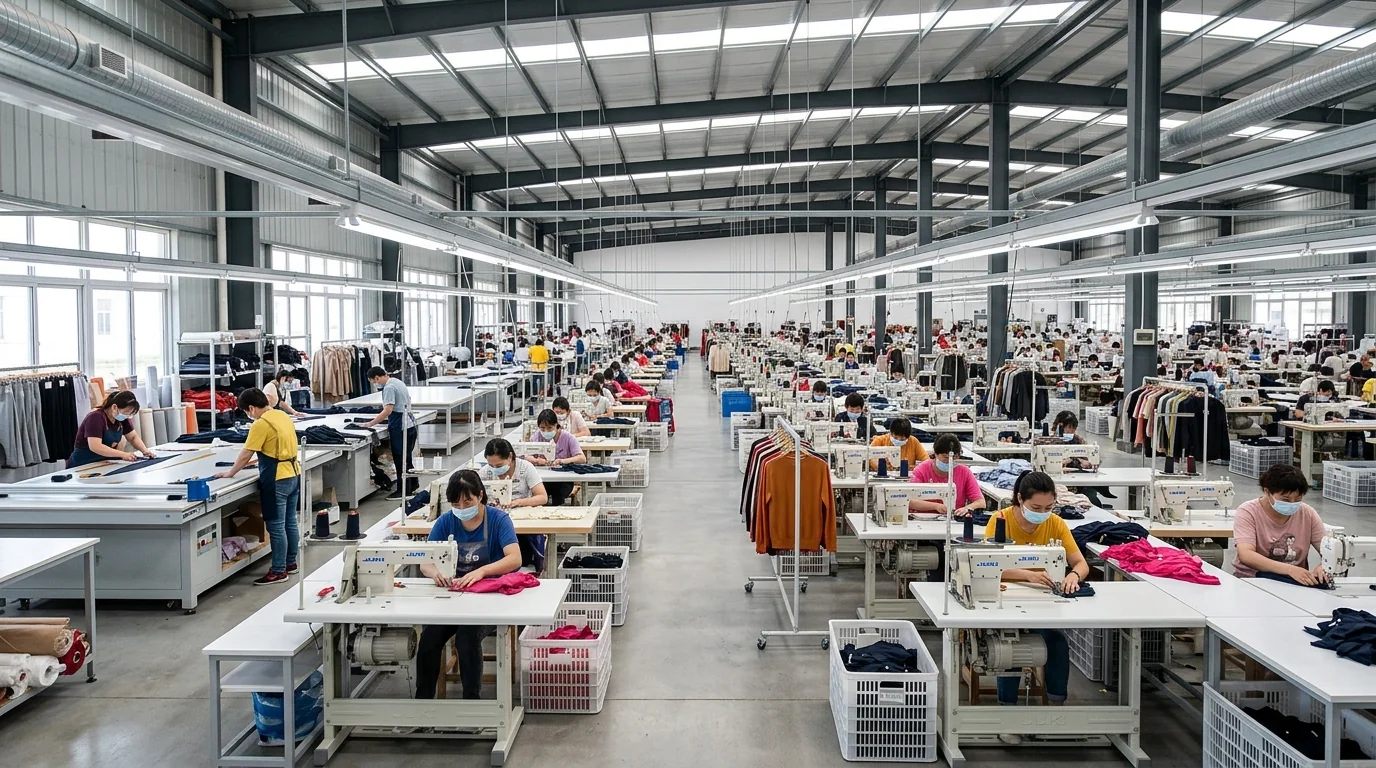 Fishing apparel factory production floor
